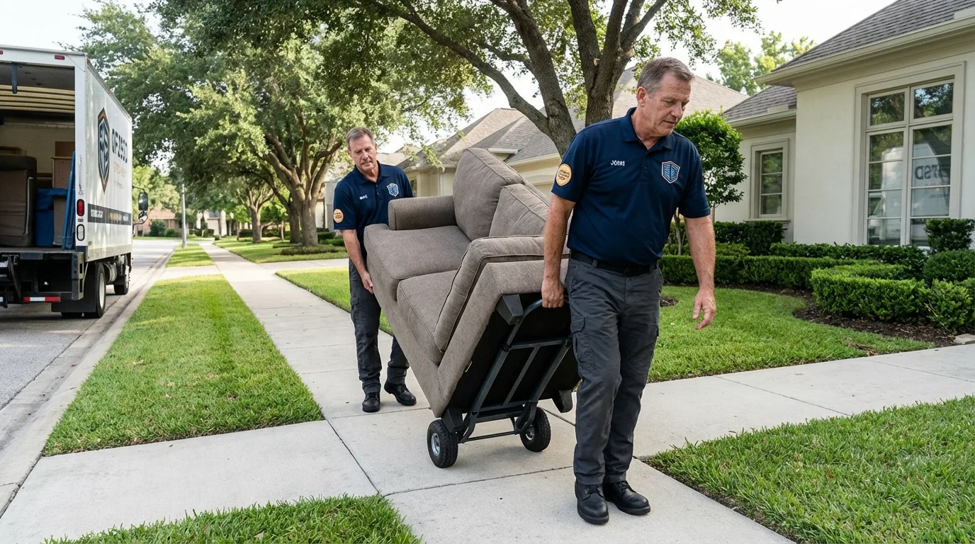 Local residential moving crew loading furniture in Green Lake, WI